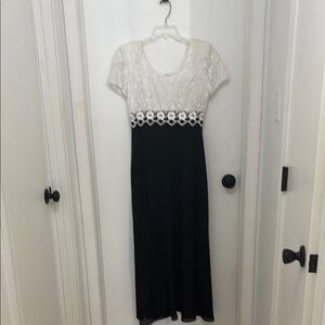 Elegant Black and White Lace Dress